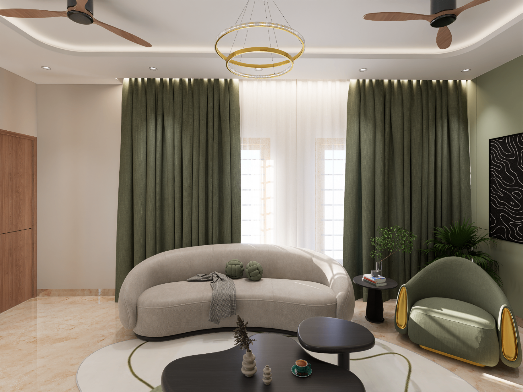 Curved Living Room Retreat